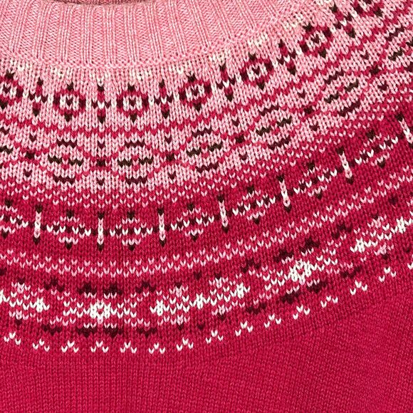 Pendleton Fair Isle Sweater Size Medium Pink Crewneck Pullover Nordic Ski Preppy - Picture 4 of 9